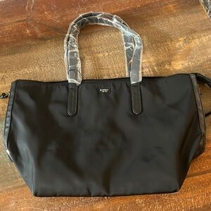 Botkier New York Black Large Tote Nylon Vegan Leather Trim Zipper Shoulder NWT